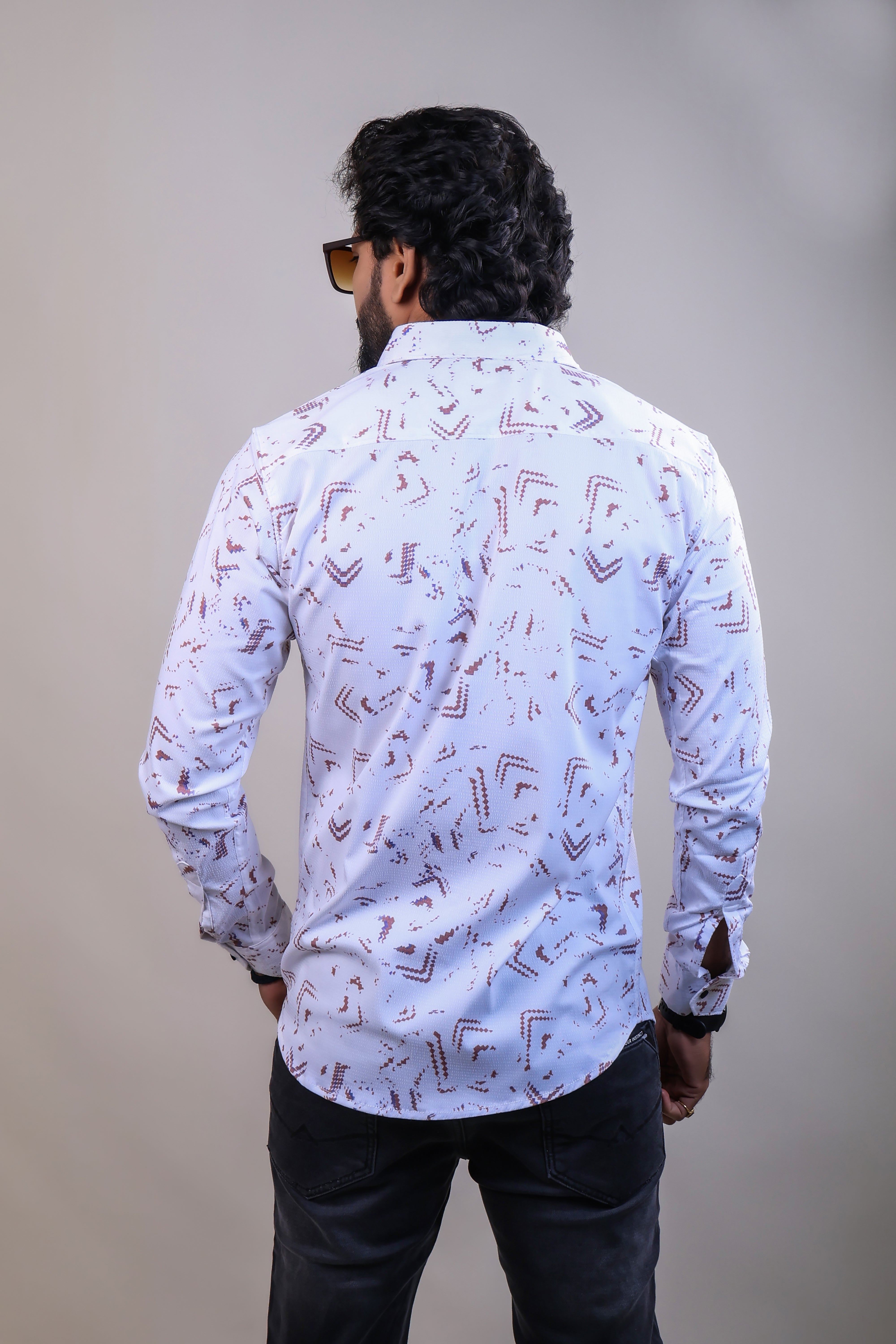 RUST COLOR PRINTED CASUAL SHIRT