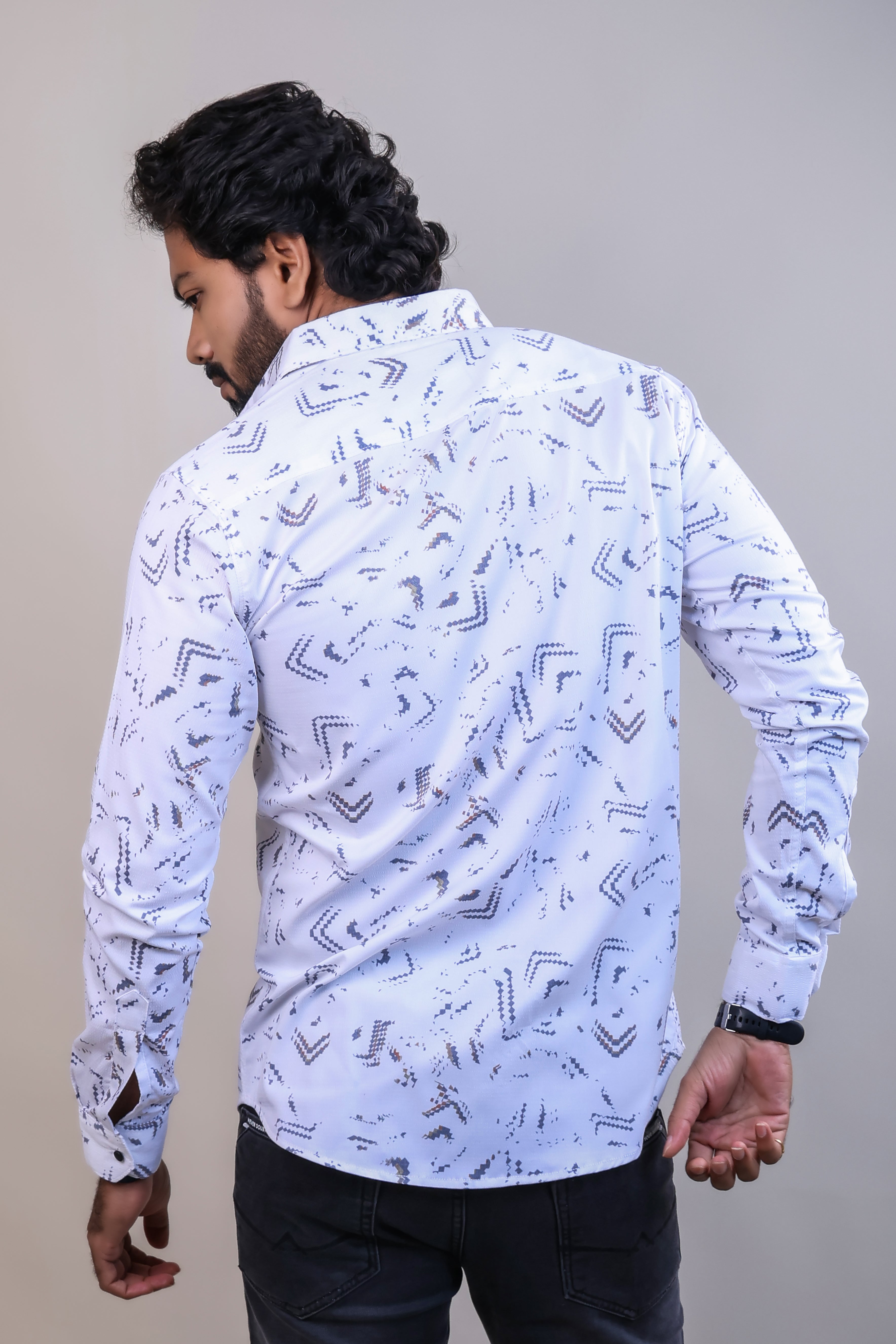 GREY COLOR PRINTED CASUAL SHIRT