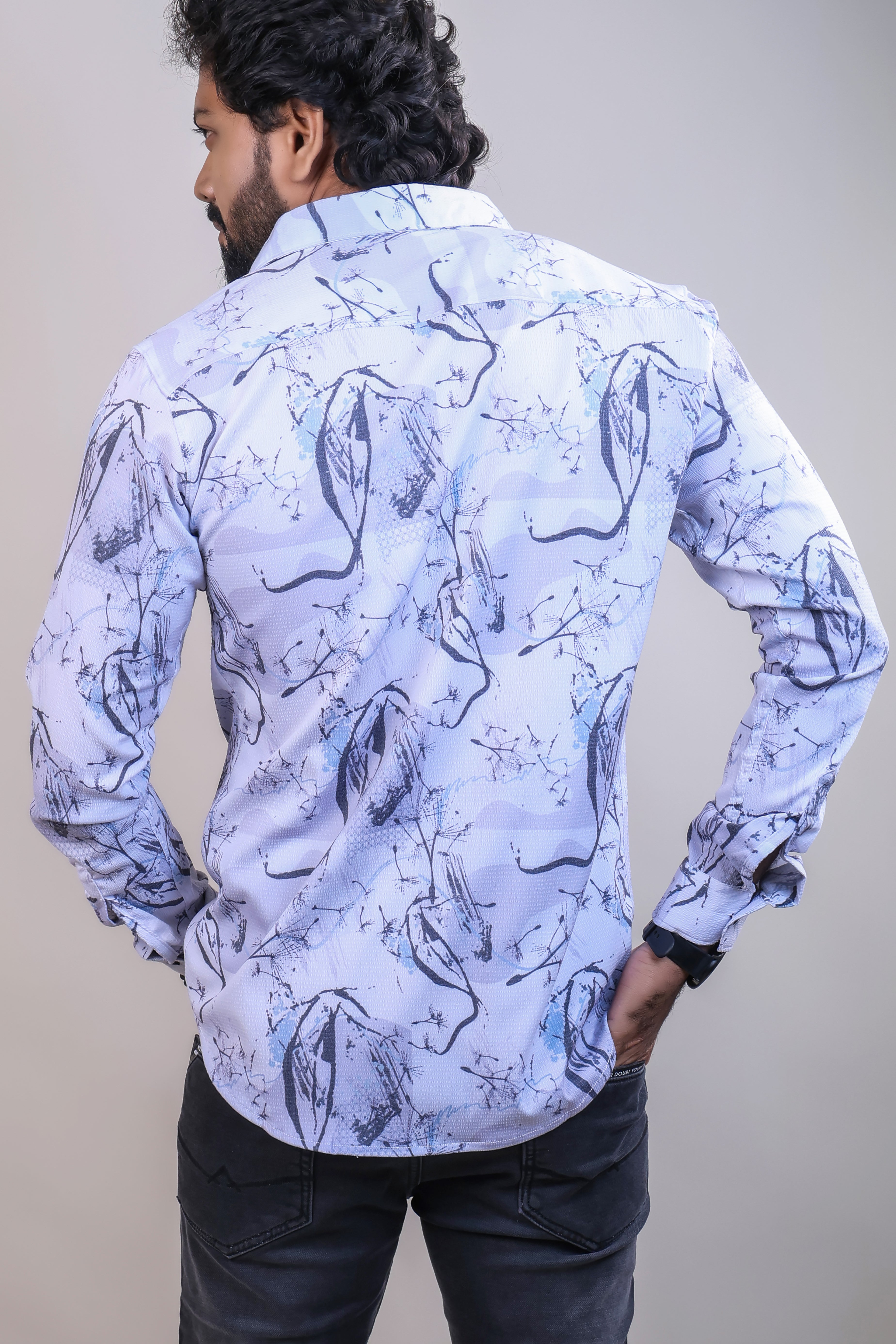 GREY COLOR PRINTED CASUAL SHIRT