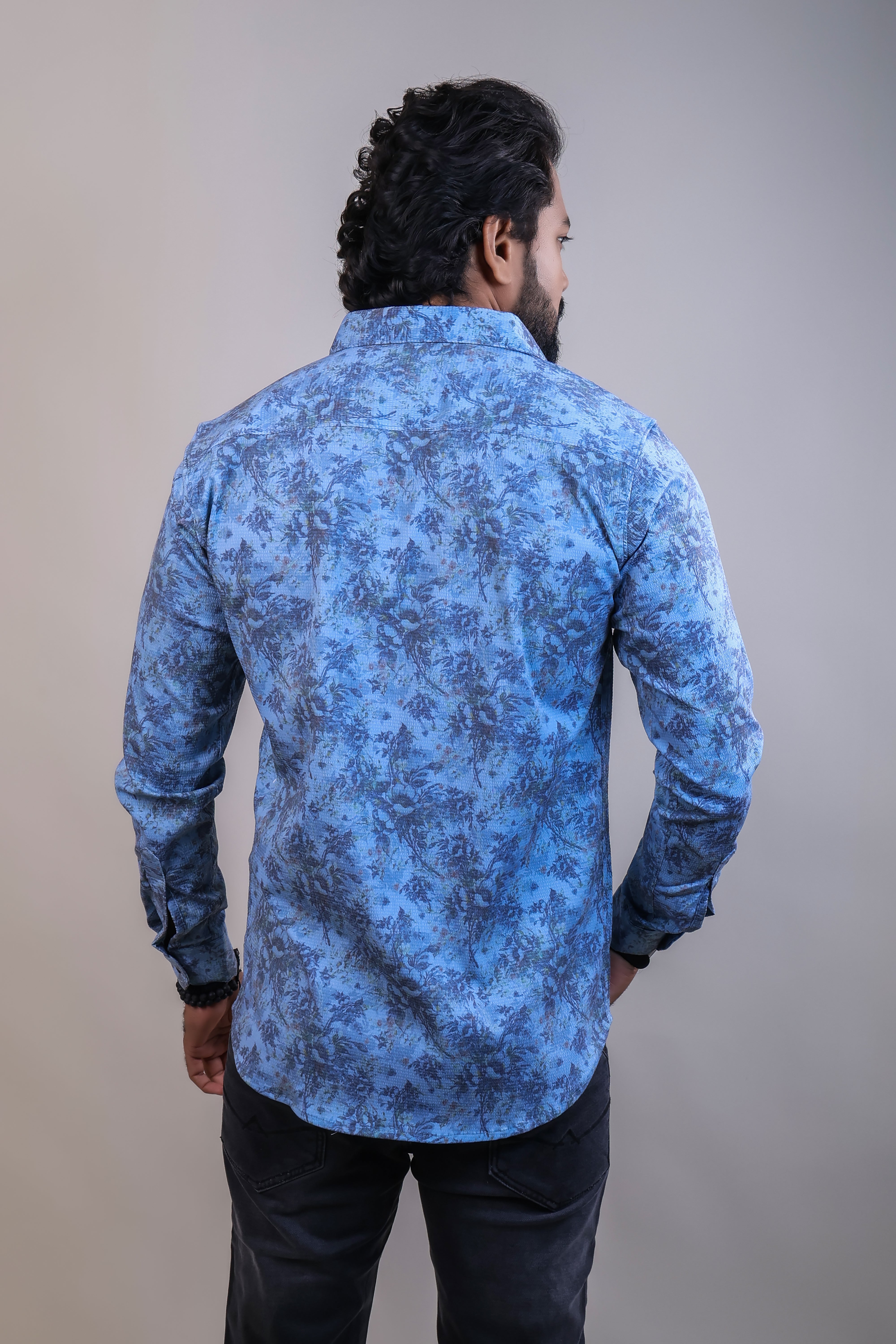 BLUE COLOR PRINTED CASUAL SHIRT