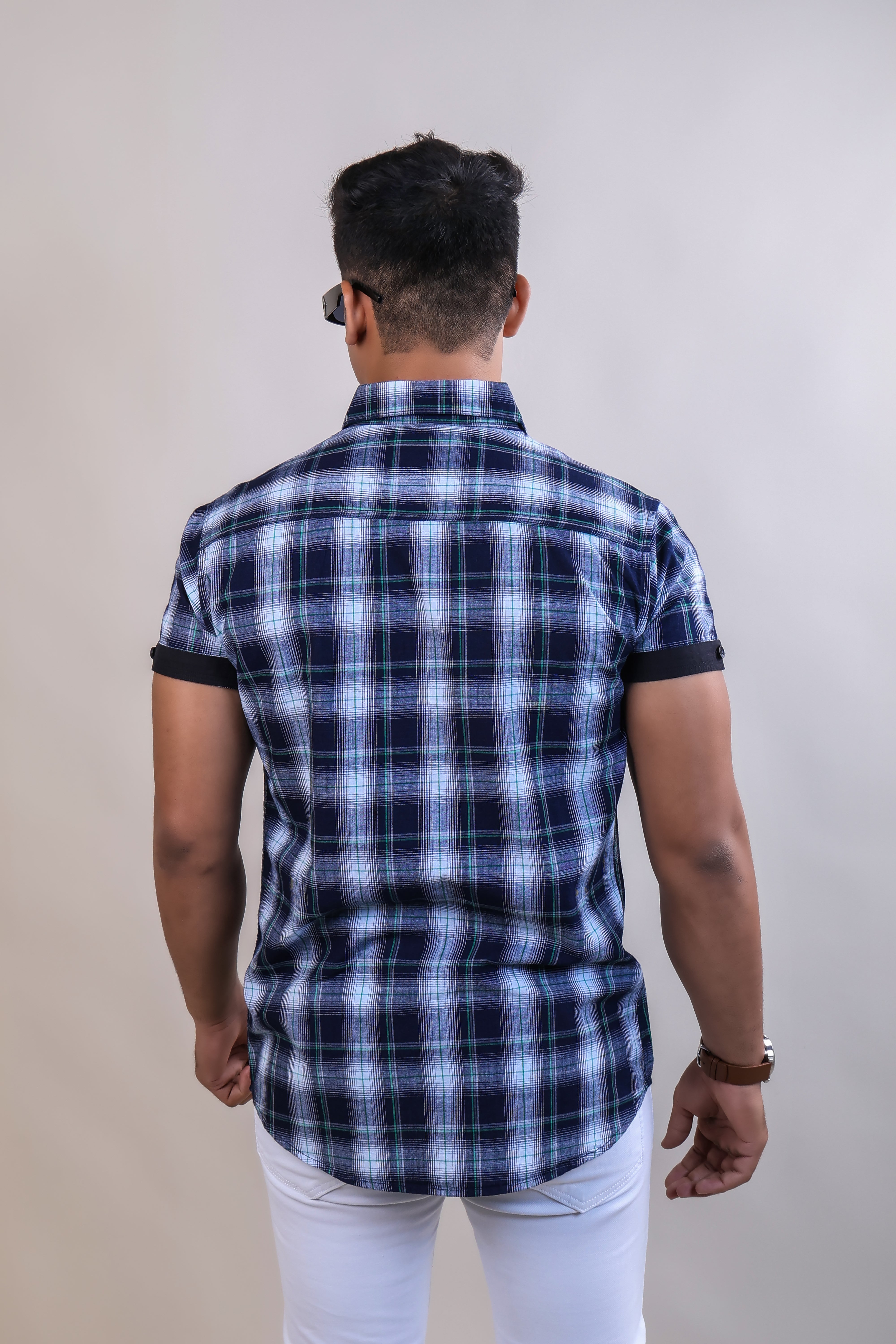 GREEN COLOR CHECKS HALF SLEEVE CASUAL SHIRT