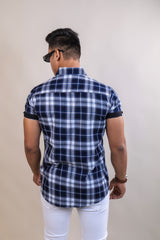 BLUE COLOR CHECKS HALF SLEEVE CASUAL SHIRT