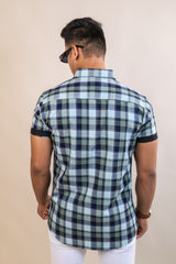 OLIVE COLOR CHECKS HALF SLEEVE CASUAL SHIRT