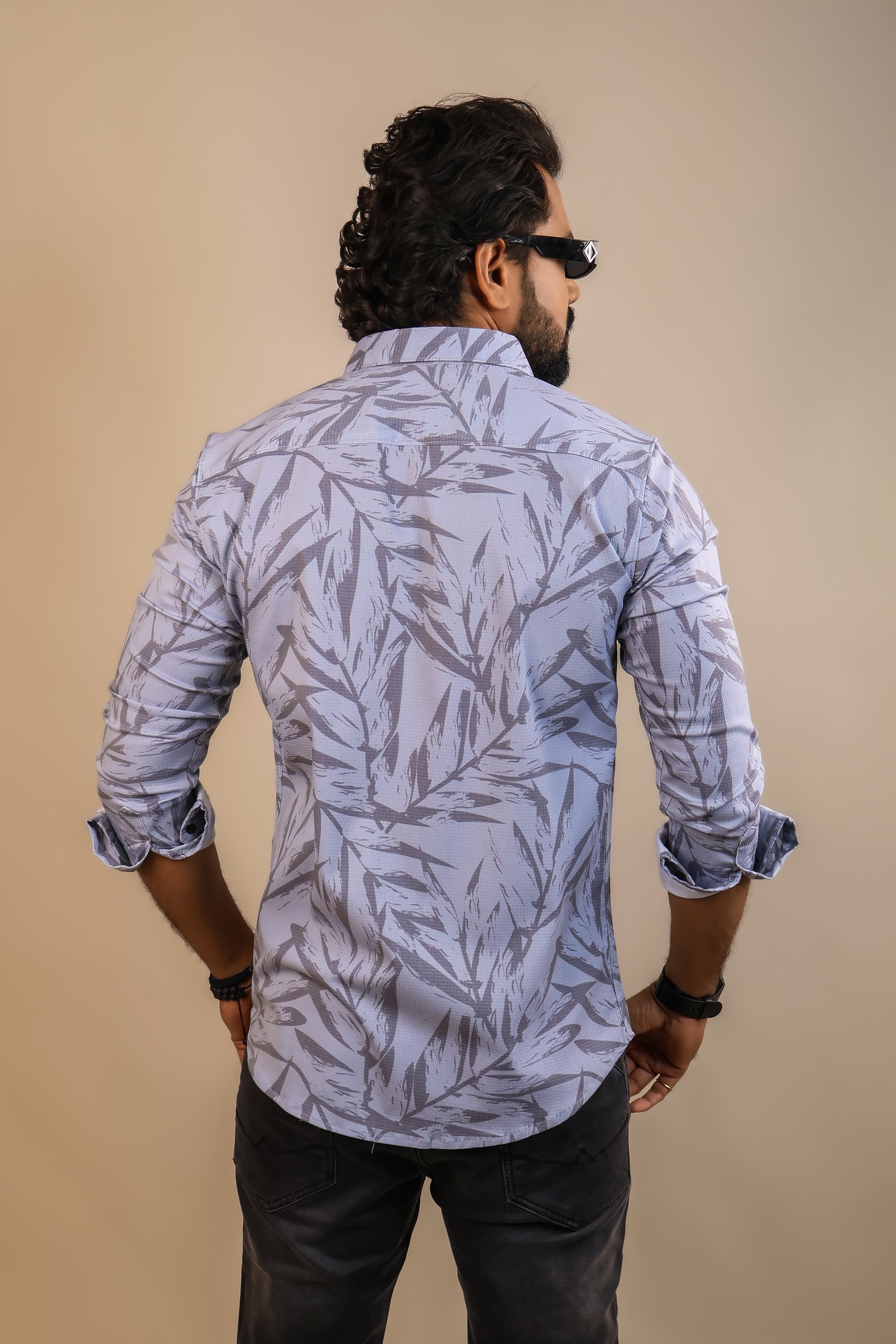 GREY COLOR PRINTED CASUAL SHIRT