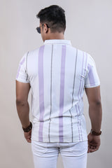 LAVENDER COLOR LINING COLLAR T-SHIRT