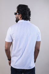 WHITE COLOR LINING COLLAR T-SHIRT