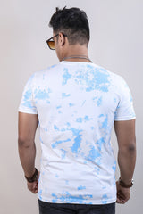 BLUE COLOR PRINTED LYCRA T-SHIRT