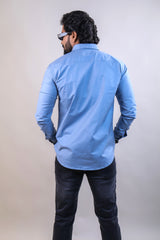 BLUE COLOR PLAIN CASUAL SHIRT