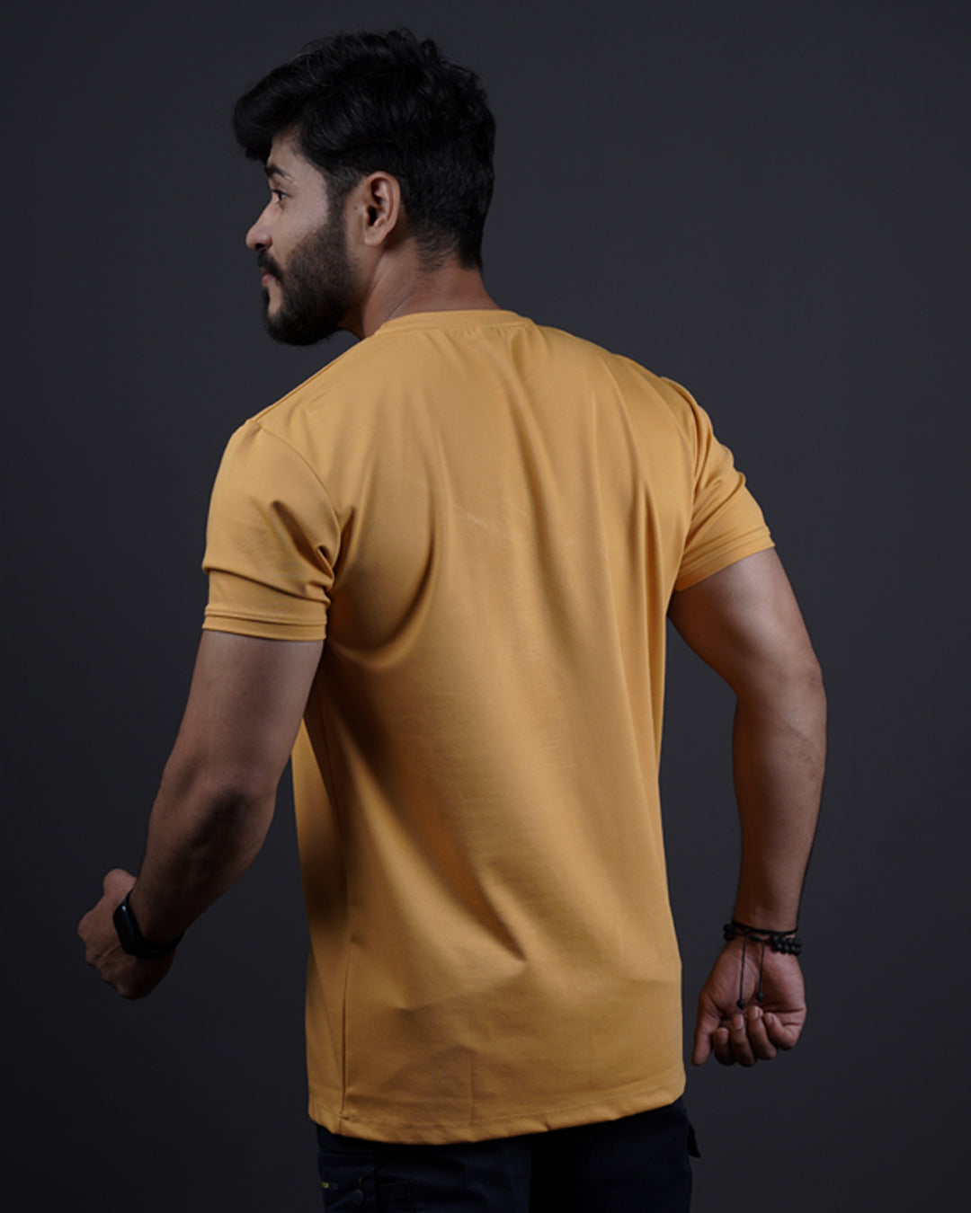 MUSTARD COLOR ROUND NECK MATTER T-SHIRT