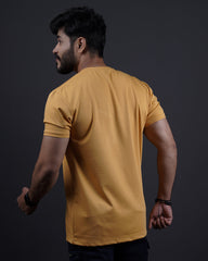 MUSTARD COLOR ROUND NECK MATTER T-SHIRT