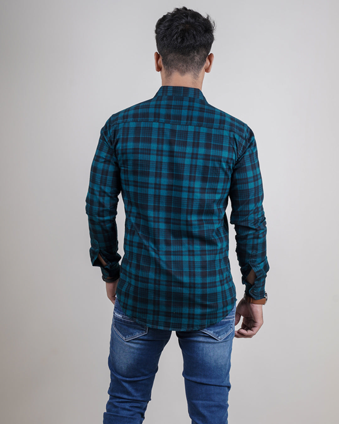 GREEN-BLACK COLOR CHECKS CASUAL SHIRT