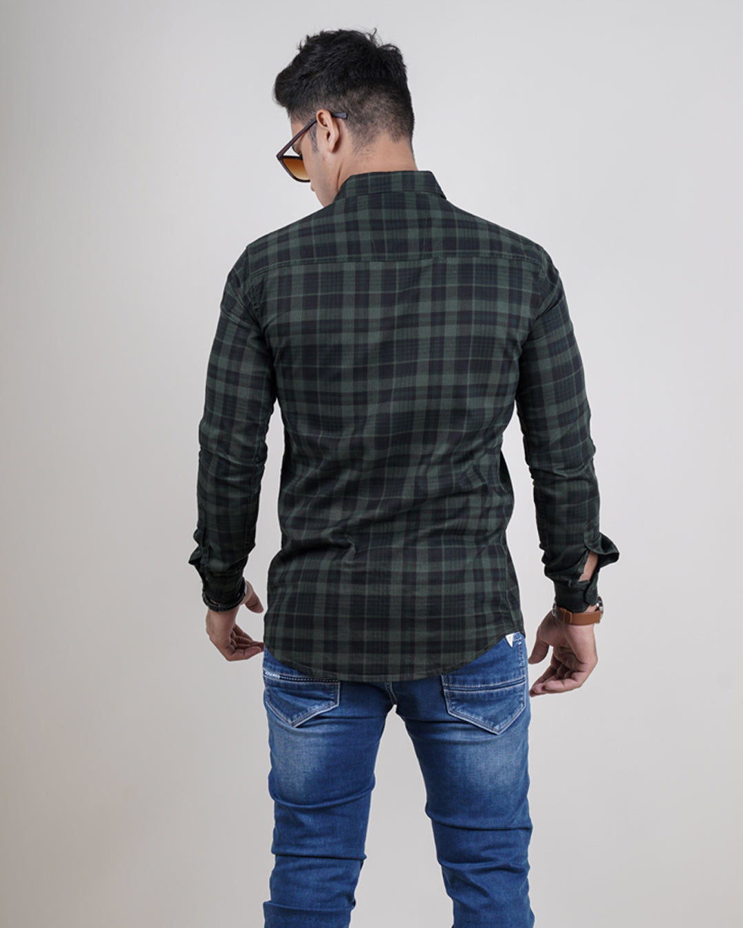 OLIVE COLOR CHECKS CASUAL SHIRT