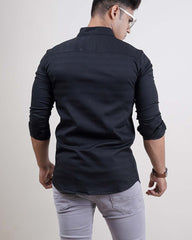 BLACK COLOR LINING CASUAL SHIRT