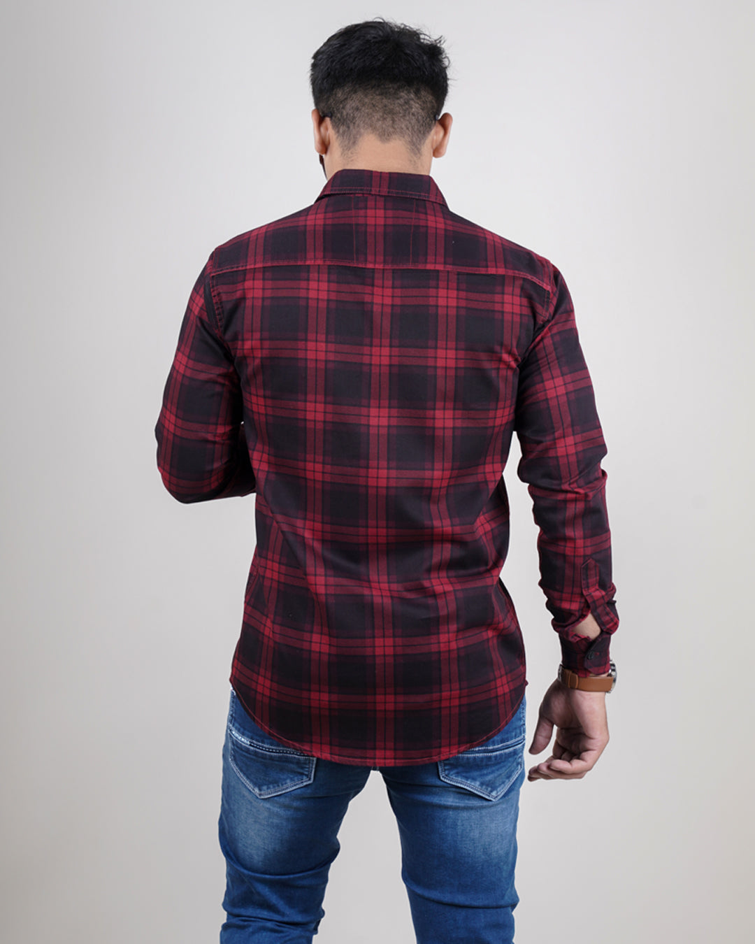 MAROON COLOR CHECKS CASUAL SHIRT