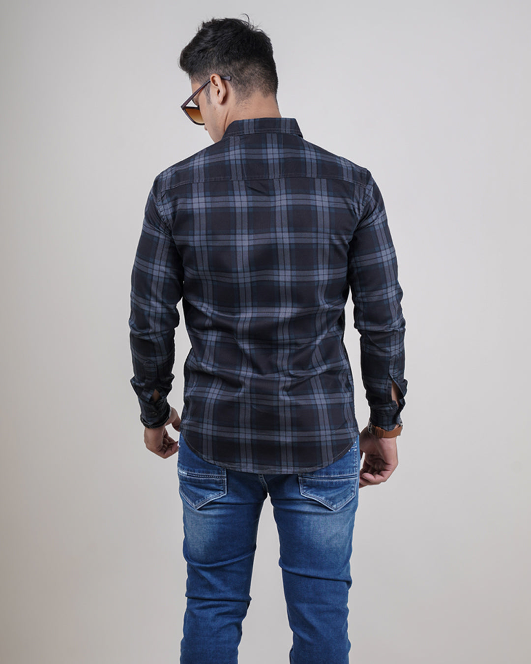 GREY COLOR CHECKS CASUAL SHIRT