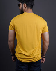 MUSTARD COLOR ROUND NECK MATTER T-SHIRT