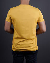 MUSTARD COLOR ROUND NECK MATTER T-SHIRT