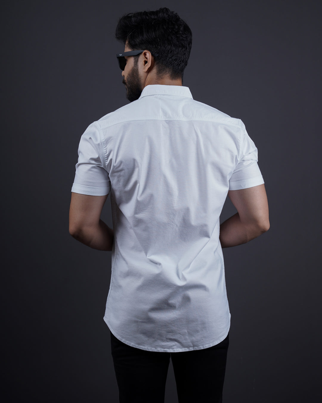 WHITE COLOR HALF SLEEVE PLAIN CASUAL SHIRT