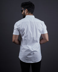 WHITE COLOR HALF SLEEVE PLAIN CASUAL SHIRT