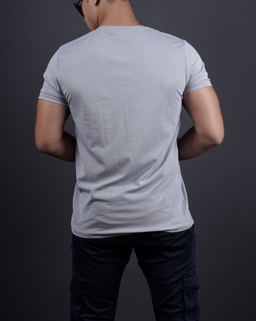 GREY COLOR ROUND NECK MATTER T-SHIRT