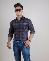 GREY COLOR CHECKS CASUAL SHIRT