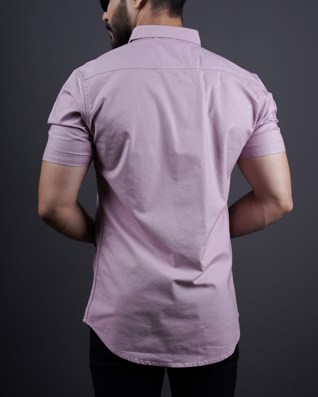 ONION COLOR HALF SLEEVE PLAIN CASUAL SHIRT