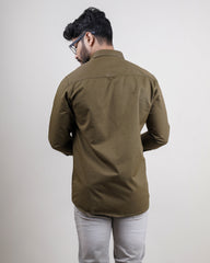 OLIVE COLOR PLAIN CASUAL SHIRT