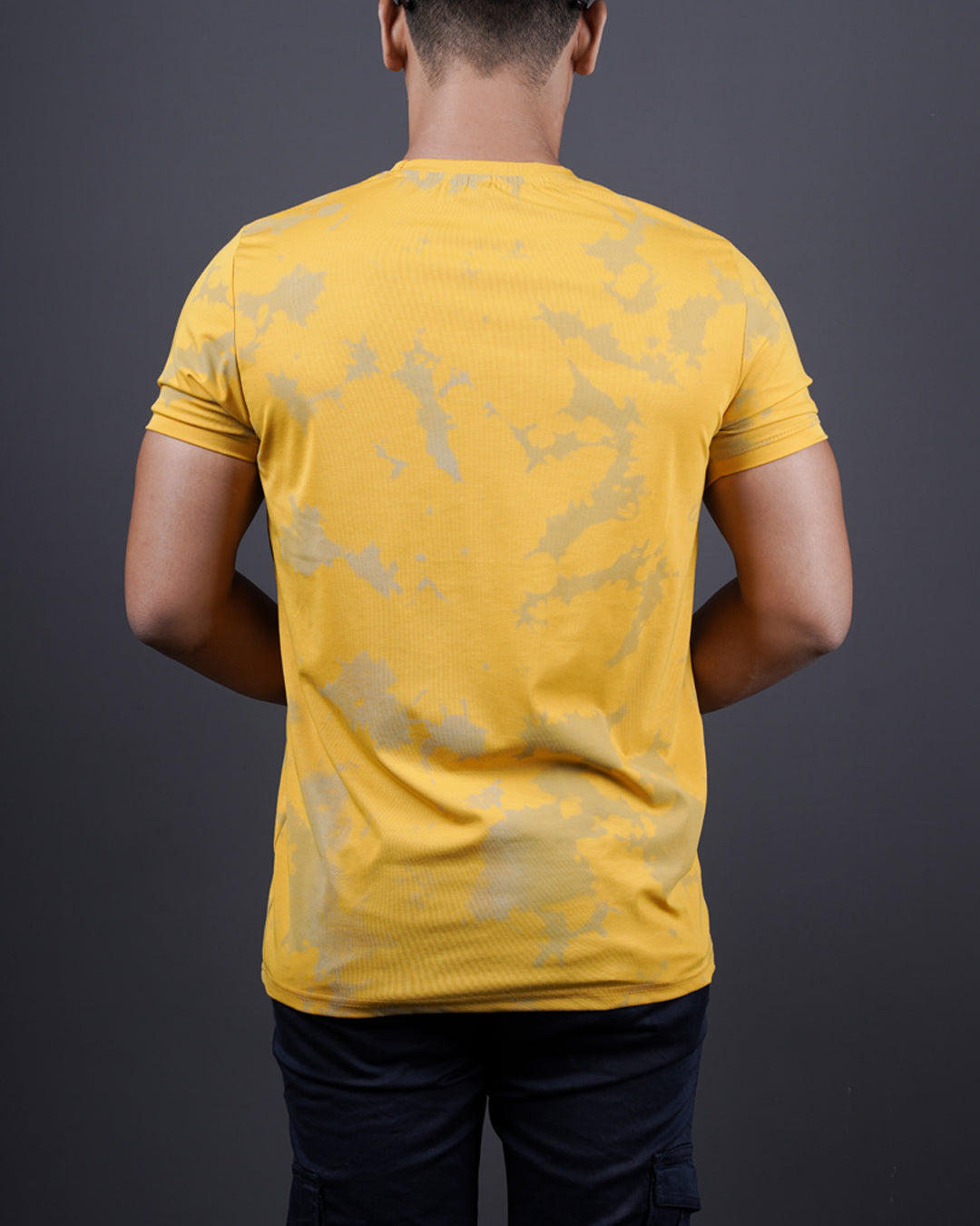 MUSTARD COLOR ROUND NECK MATTER T-SHIRT