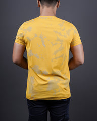 MUSTARD COLOR ROUND NECK MATTER T-SHIRT