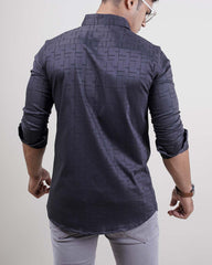 GREY COLOR PRINTED LYCRA CASUAL SHIRT