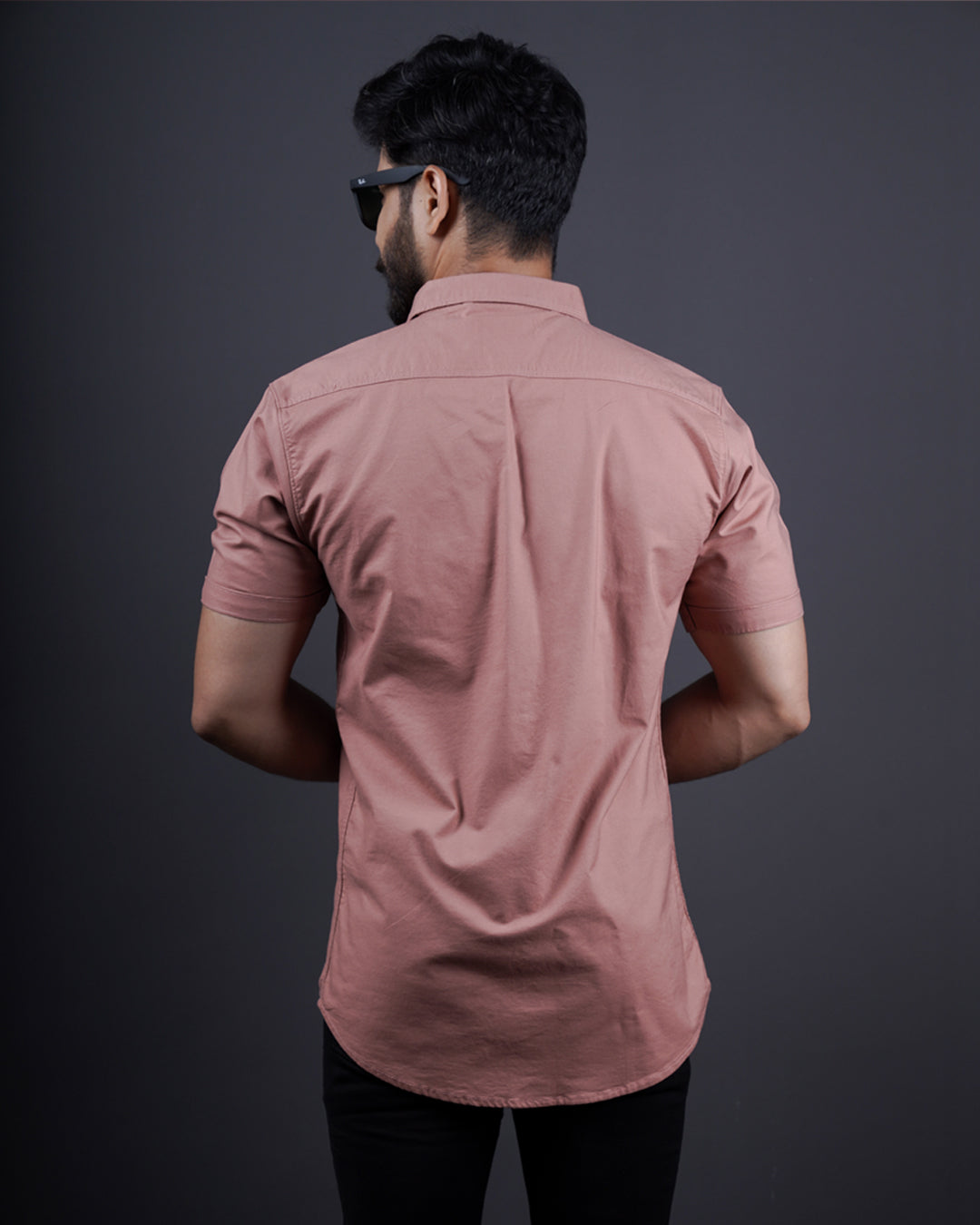 PEACH COLOR HALF SLEEVE PLAIN CASUAL SHIRT