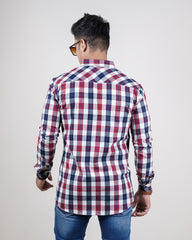 RED-WINE COLOR CHECKS CASUAL SHIRT