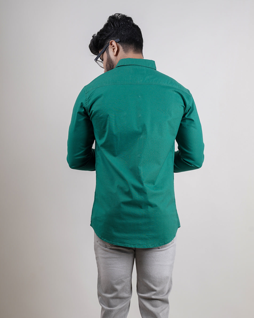 GREEN COLOR PLAIN CASUAL SHIRT