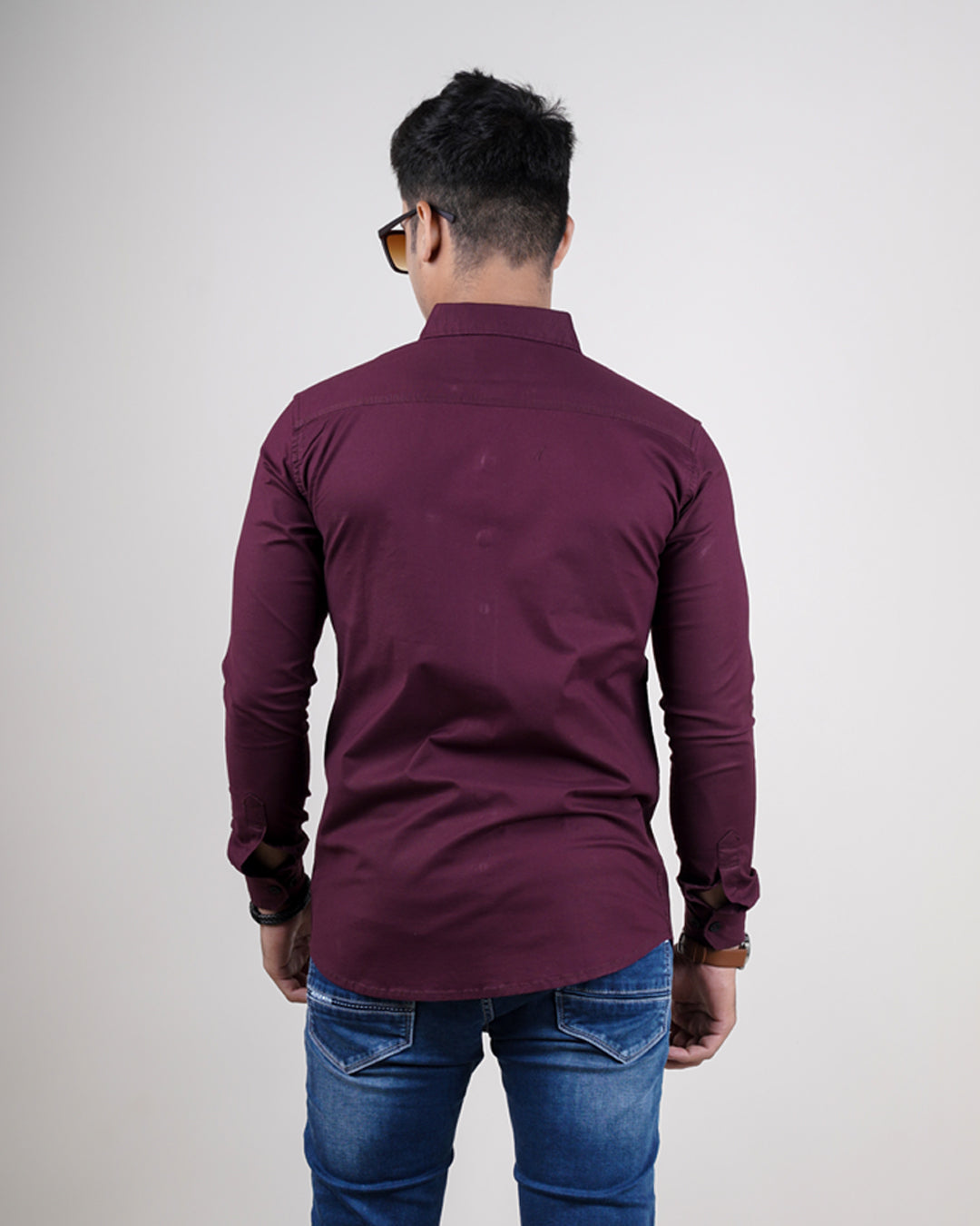 WINE COLOR PLAIN CASUAL SHIRT