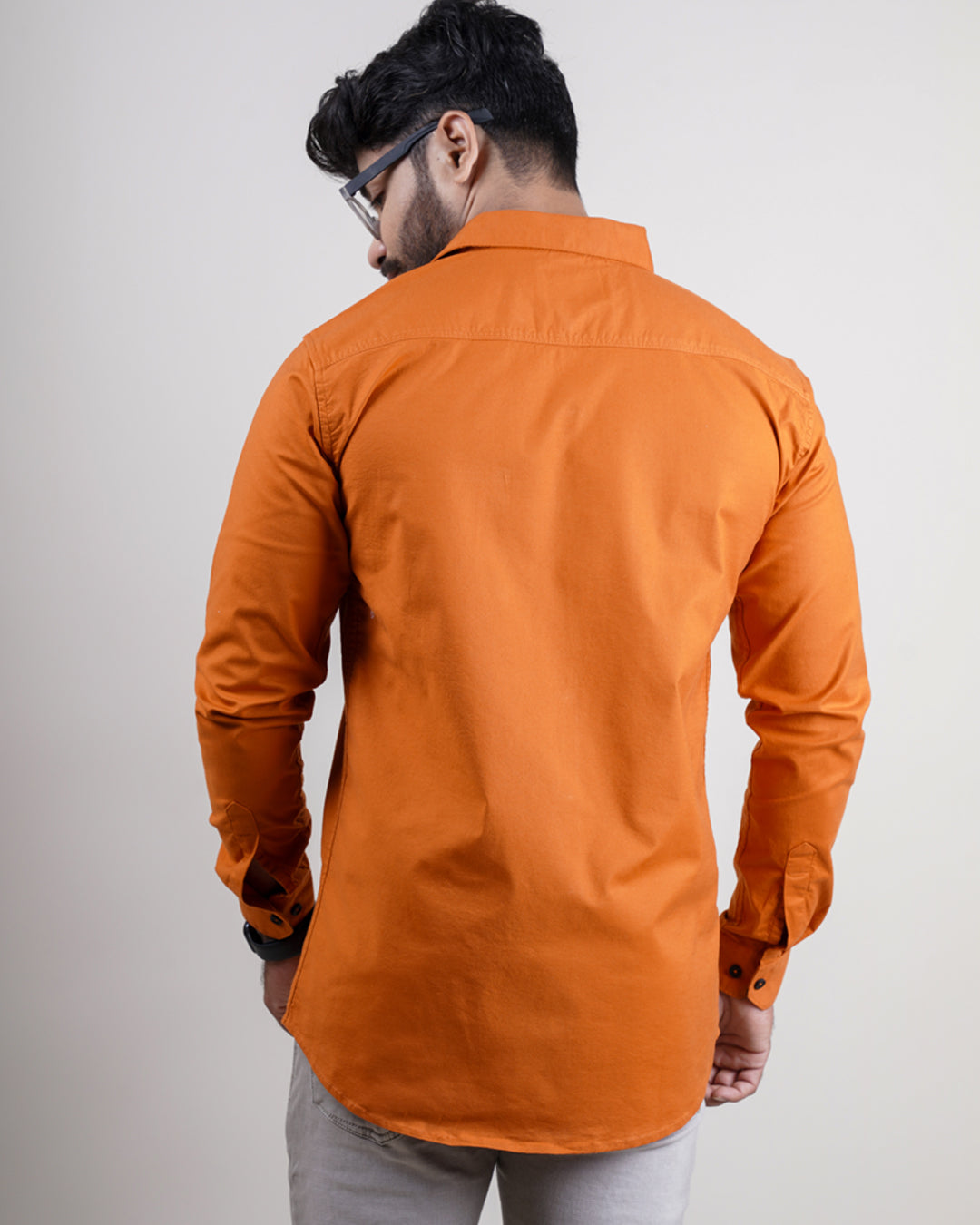 ORANGE COLOR PLAIN CASUAL SHIRT