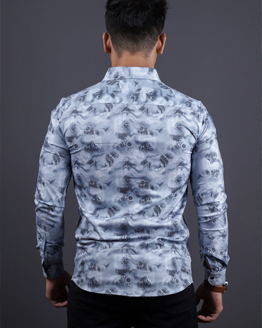 GREY COLOR PRINTED CASUAL SHIRT