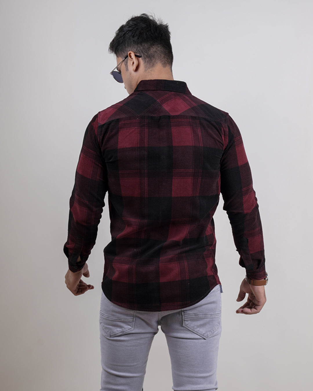 MAROON-BLACK COLOR CHECKS CASUAL SHIRT