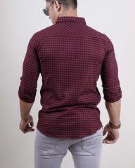 MAROON COLOR CHECKS CASUAL SHIRT