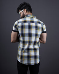 BLUE-YELLOW COLOR CHECKS CASUAL SHIRT