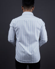 WHITE-BLUE COLOR LINING CASUAL SHIRT