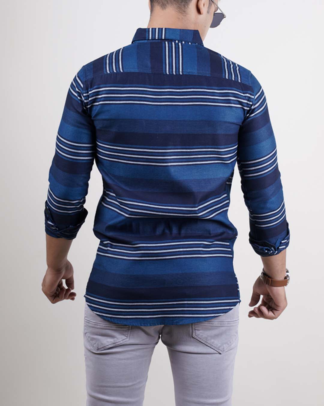 BLUE COLOR LINING CASUAL SHIRT