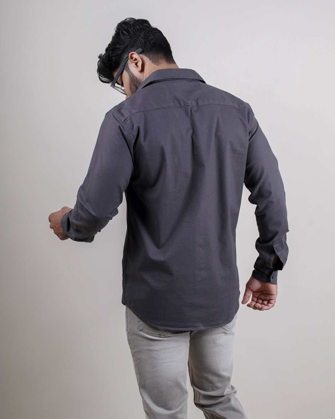 GREY COLOR PLAIN CASUAL SHIRT