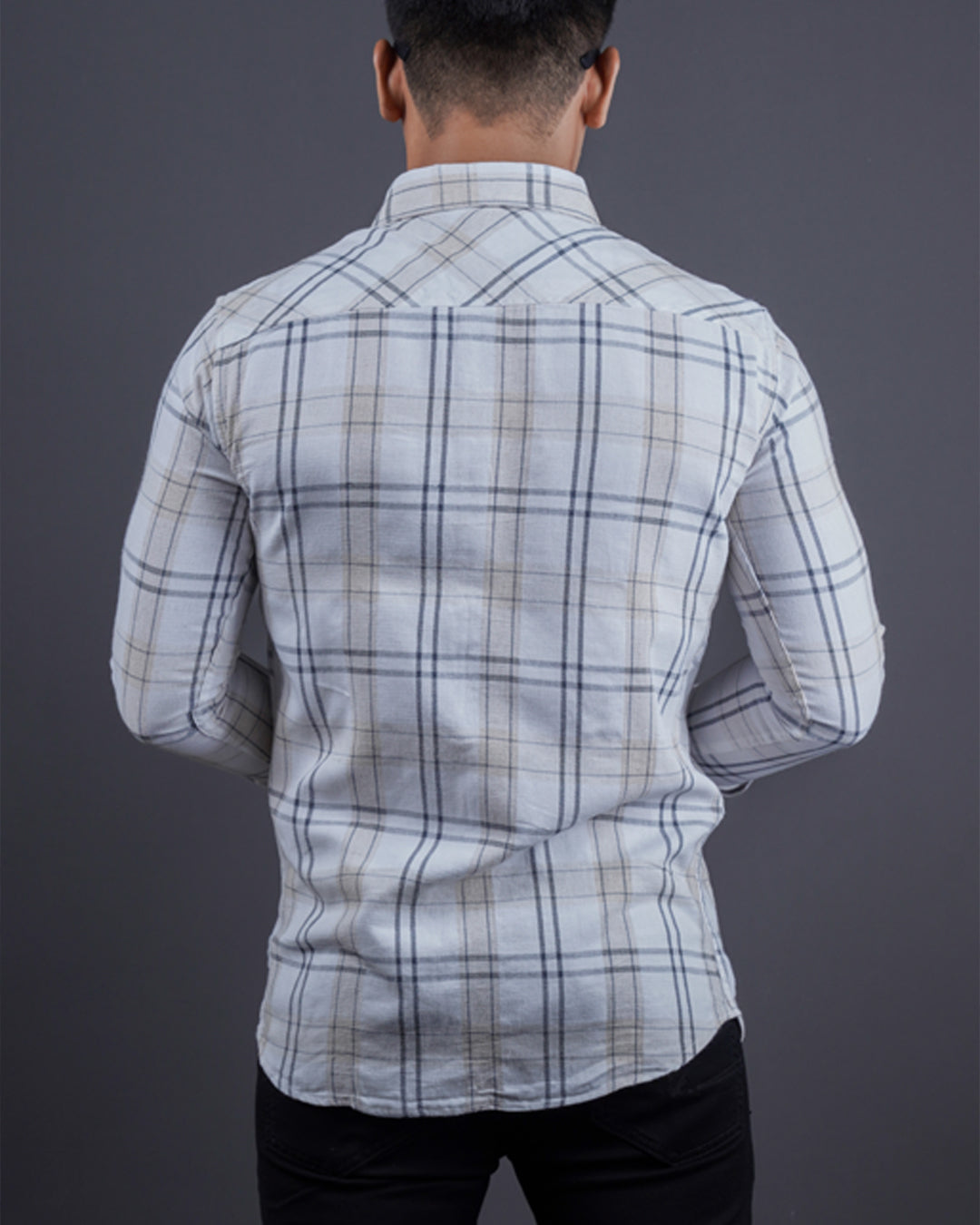 FAWN-WHITE COLOR CHECKS CASUAL SHIRT