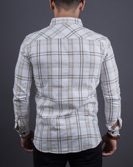 WHITE-BROWN COLOR CHECKS CASUAL SHIRT