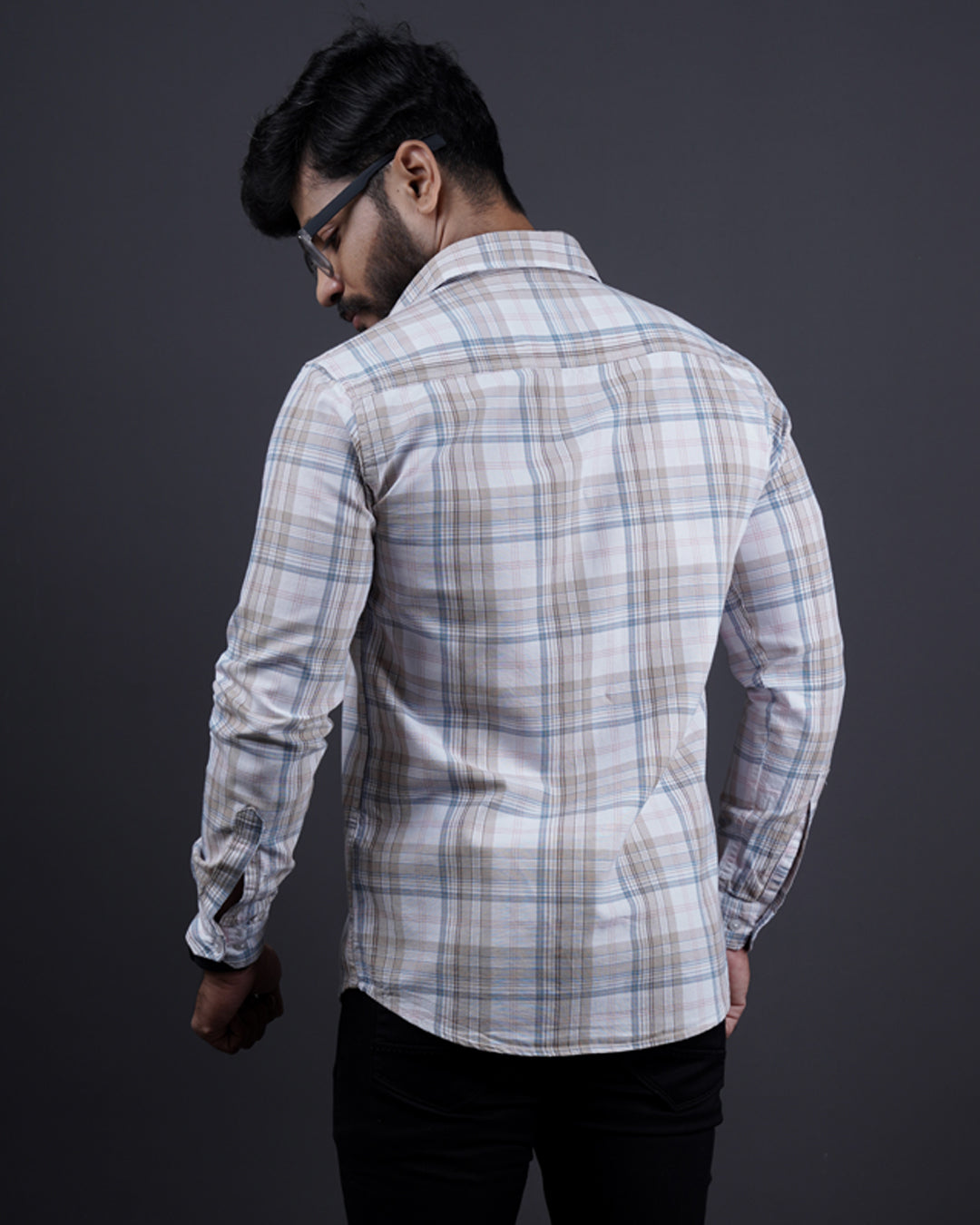 WHITE-BROWN COLOR CHECKS CASUAL SHIRT