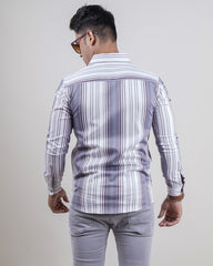 GREY COLOR LINING CASUAL SHIRT