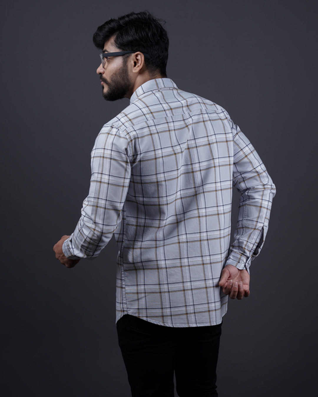 GREY COLOR CHECKS CASUAL SHIRT