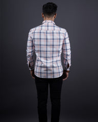 PEACH COLOR CHECKS CASUAL SHIRT