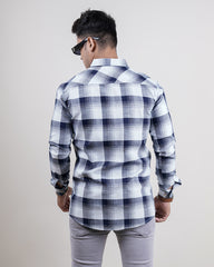 BLUE-WHITE COLOR LINING CASUAL SHIRT