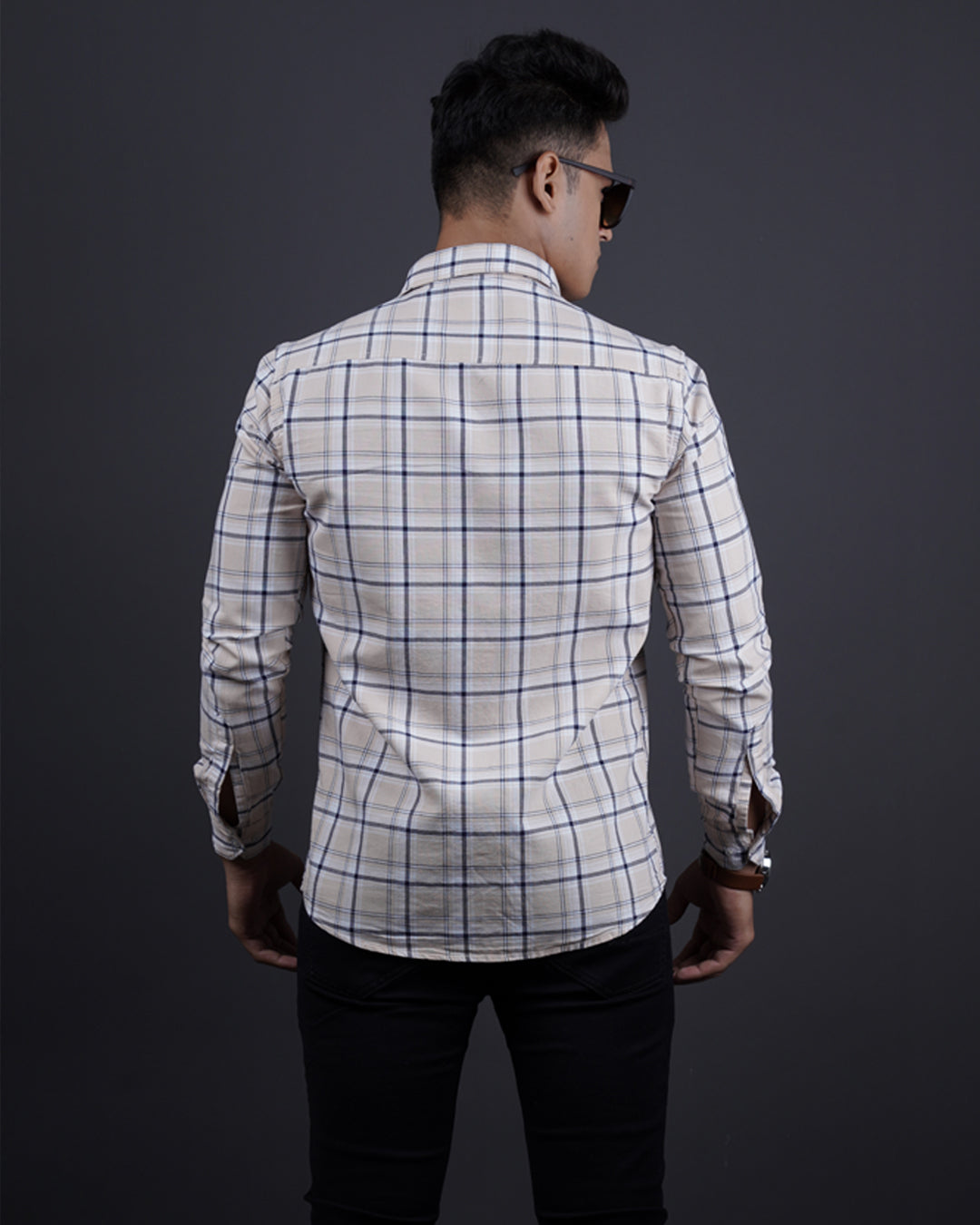 FAWN-WHITE COLOR CHECKS CASUAL SHIRT